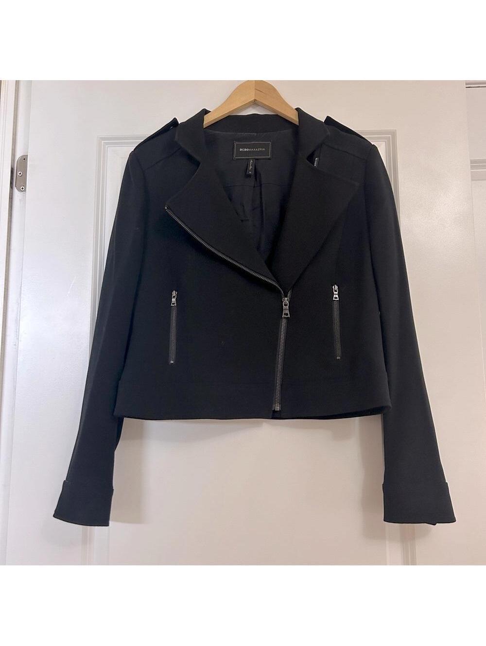 NEW BCBGMaxAzria Ava Black Stretch Moto Jacket, size medium NWOT